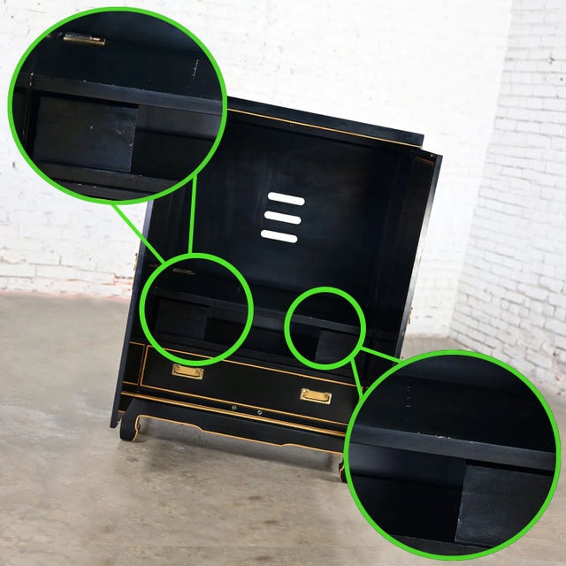 Incredible vintage Chinoiserie Drexel Et Cetera Collection petite entertainment or storage cabinet with Ming feet, hand...