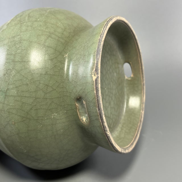 Ceramic Vintage Chinese Longquan Celadon Arrow Vase With Two Ear‑Handles For Sale - Image 7 of 7