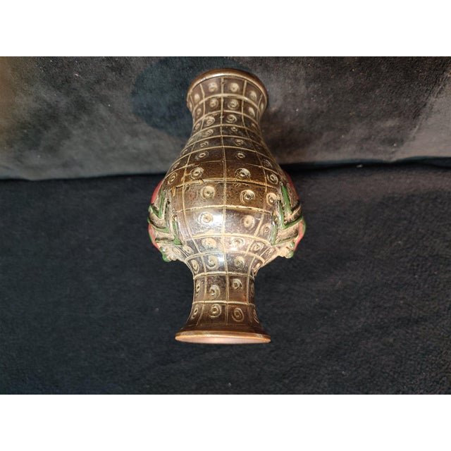 Chinese Ceramic Vase,Brown Glaze Porcelain Vase Hand Carved Spider Pattern For Sale In Seattle - Image 6 of 12