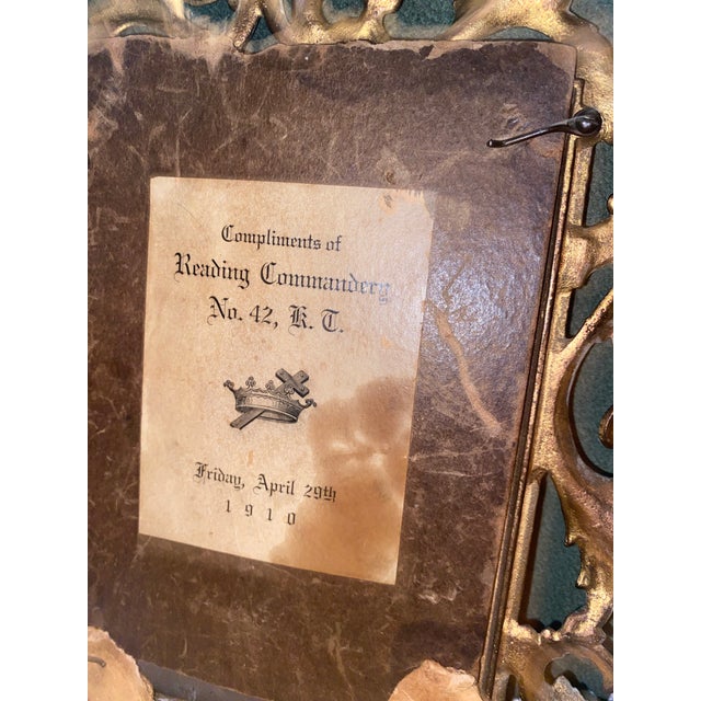 Antique Ornate Brass Vanity Mirror With Scrolling Acanthus Leaf Frame. For Sale - Image 4 of 8