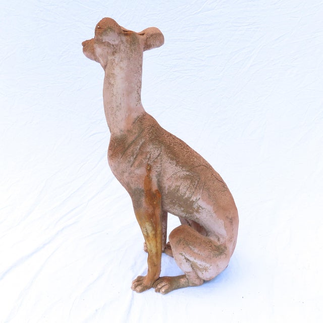 A Vintage Life Size Ceramic Dog Statue Weathered Patina C1970 Indoor