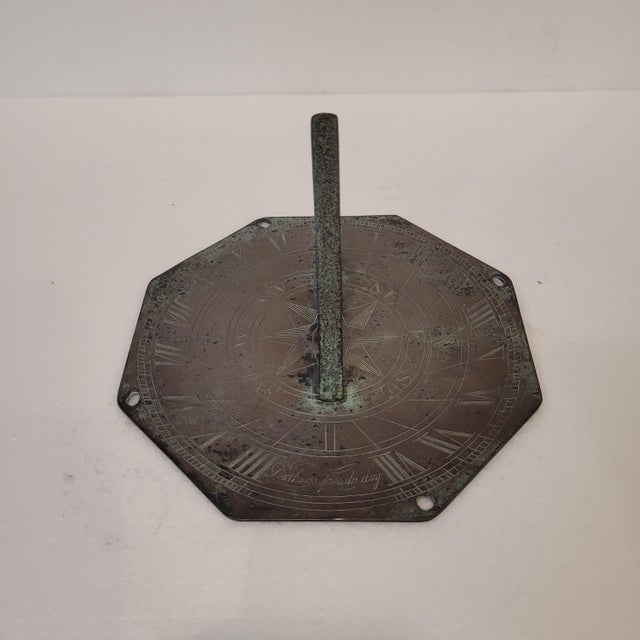 Sundial in Patinated and Engraved Bronze, 1720 For Sale - Image 5 of 14