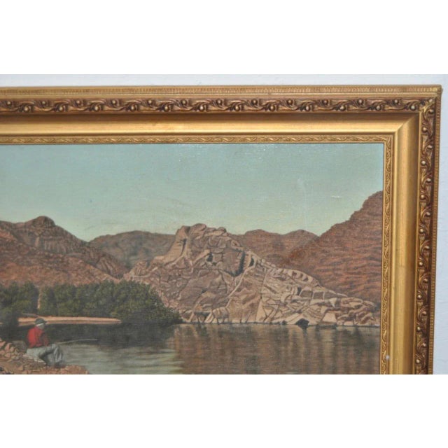 High Desert Fishing Vintage Oil Painting by Loosen c.1965 For Sale - Image 4 of 9