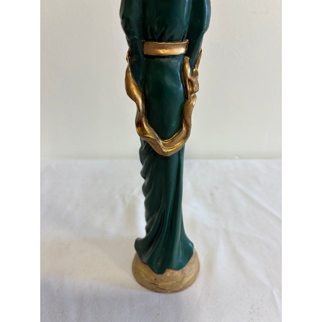 Vintage Carved Angel Figurine With Gold Feathered Wings and Painted Floral Bouquet For Sale - Image 10 of 12