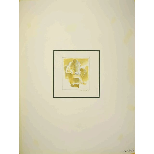 The Rest is an original drawing in watercolor and ink realized by Leo Guida in 1970. Good condition. Hand-signed. The...