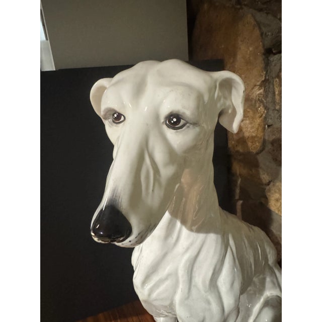 Italian Life-Size, Ceramic Sculpture of Greyhound For Sale - Image 12 of 16