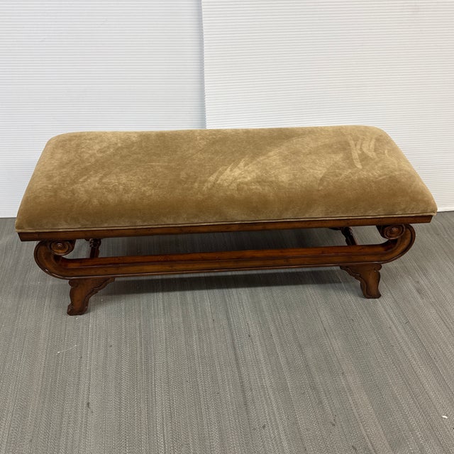 Bernhardt Golden Velvet Bench For Sale - Image 10 of 12