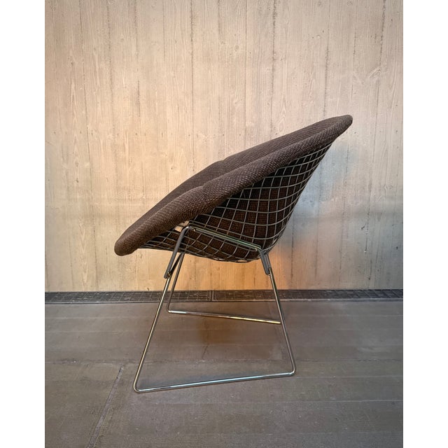 Diamond Chair in Chrome and Brown Upholstery for Knoll International, 1980s For Sale - Image 9 of 16