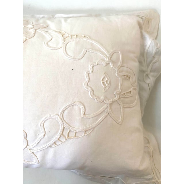 Vintage White Lace Pillows, Set of 3 For Sale In Dallas - Image 6 of 9