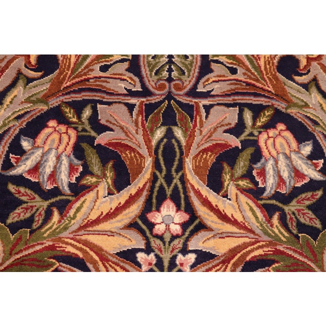 Art Nouveau Inspired 1990's Pak-Persian Blue/Rust Wool Rug - 6'0'' X 9'1'' For Sale - Image 4 of 9