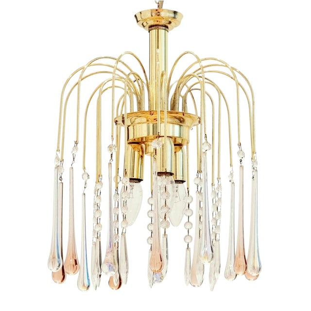 Murano Glass Teardrop Waterfall Chandelier, Italy, 1970s For Sale - Image 11 of 11