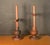 1960s Vintage Mid-Century Modern Scandinavian Adjustable Wooden Candle Holders Brass Inserts- A Pair For Sale - Image 5 of 12