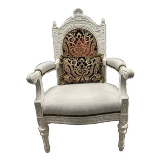 Late 20th Century Caspani Tino Group Italian Carved Accent Armchair With Pillow For Sale