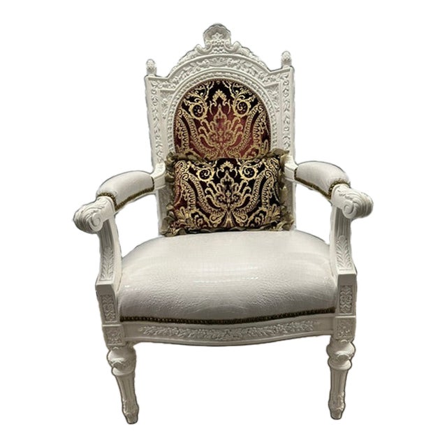 Late 20th Century Caspani Tino Group Italian Carved Accent Armchair With Pillow For Sale