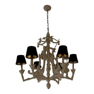 Early 20th Century Chinoiserie Faux Bamboo Monkey Chandelier For Sale