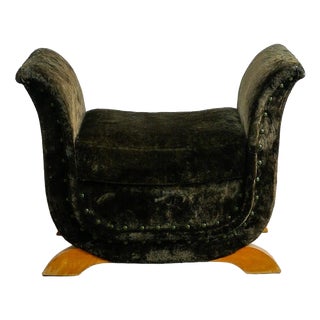 Swedish Mid-Century Modern Sculptural Stool in Greet Velvet, 1950s For Sale