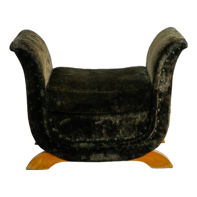 Swedish Mid-Century Modern Sculptural Stool in Greet Velvet, 1950s For Sale