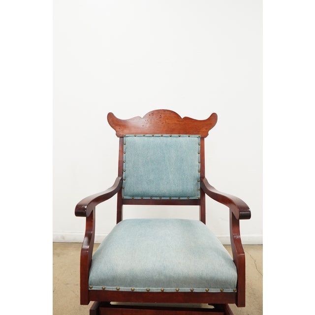Blue Vintage Eastlake Revival Platform Rocking Chair For Sale - Image 8 of 15