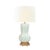 Contemporary Matthew Izzo Home "Catalina Scale" Handpainted Tole Table Lamp With Gold Accents and Cream Silk Shade For Sale - Image 3 of 3