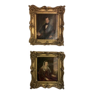 Early 19th Century English School Portraits on Canvas - a Pair For Sale