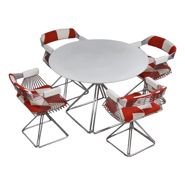 Vintage Dining Table and Swivel Chair Set by Rudi Verelst for Novalux, 1974, Set of 5 For Sale