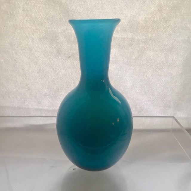 Murano Carlo Moretti MidCentury Cased Teal Vase Chairish