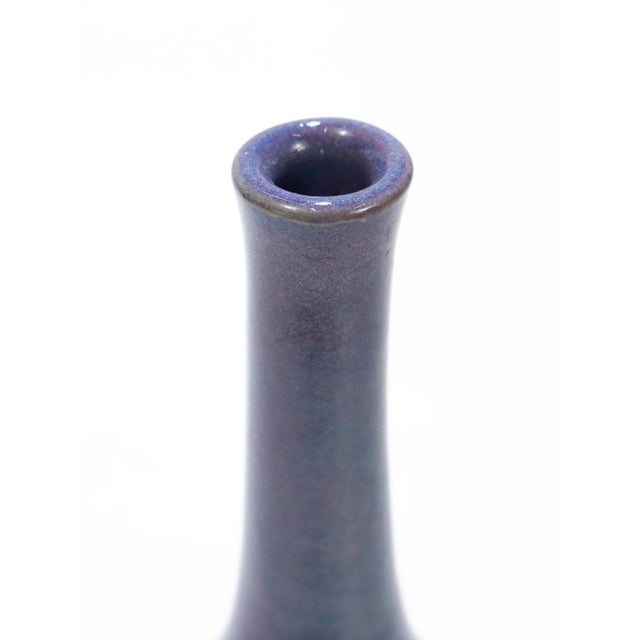 Signed Japanese Porcelain Periwinkle Blue Glaze Mallet Vase For Sale In Philadelphia - Image 6 of 14