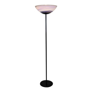 Blue Murano Glass Shade Mid-Century Modern Floor Lamp For Sale