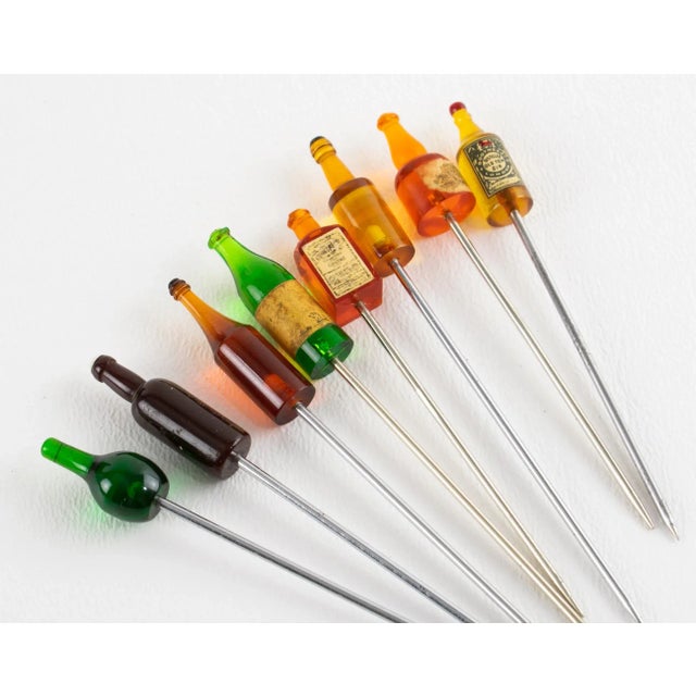 Art Deco Chrome and Macassar Wood Cocktail Picks, Lady at the Bar For Sale - Image 9 of 11