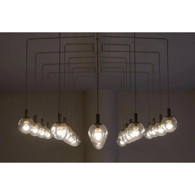 Mid-Century Modern Chandelier in Metal and Patinated Brass, 1950s For Sale - Image 12 of 15