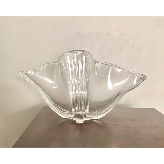 1920's Steuben Grotesque Antique Clear Glass Ripple Bowl Marked For Sale - Image 9 of 9