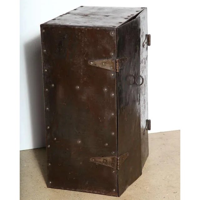 Early 20th Century Hand Constructed Steel Two Door Locking Mechanics Tool Cabinet. Featuring a rectangular form in riveted...
