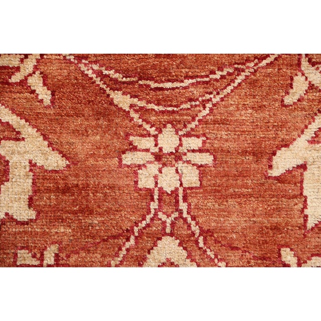 10x13 Terra Cotta Floral Oushak Rug | 9'11"x12'11" Ivory Wool Afghan Hand-Knotted For Sale - Image 9 of 11