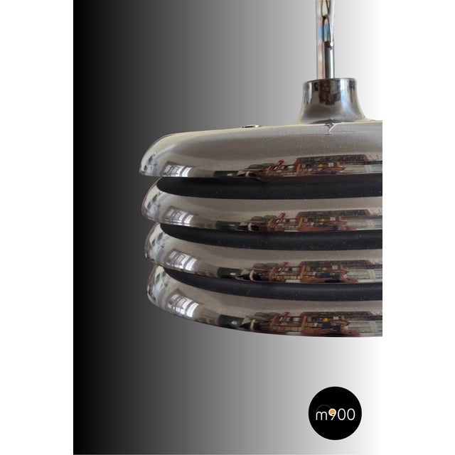 Large Space Age Chrome Pendant Lamp by Tamàs Borsfay, Hungary, 1970s For Sale - Image 9 of 10