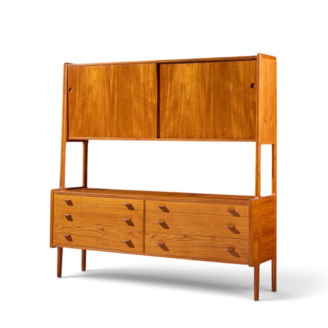 Mid-Century Modern Hans Wegner for Ry Møbler Mid Century Danish Teak Credenza and Hutch For Sale - Image 3 of 12