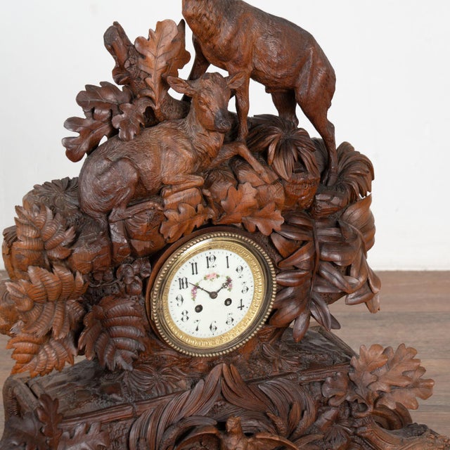 19th Century Hand Carved Black Forest Mantel Game Clock, Germany For Sale - Image 6 of 14