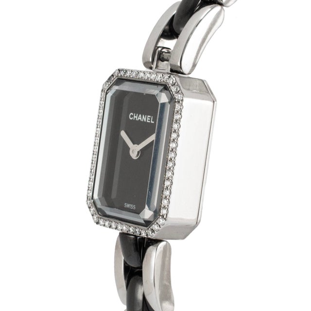 Chanel Chanel Premiere 19.7mm Ceramic H2163 Diamond Bezel Black Ceramic and Steel Watch For Sale - Image 4 of 9
