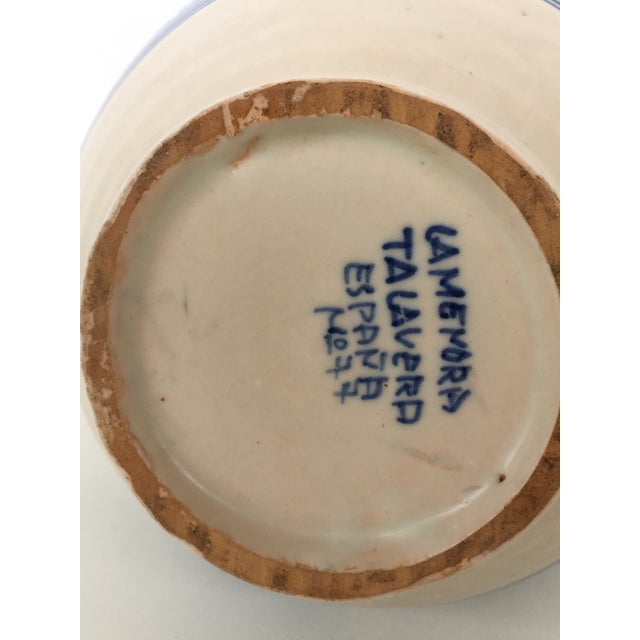 20th Century Glazed Earthenware Spanish Blue and White Painted Urn, Vase For Sale In Miami - Image 6 of 10