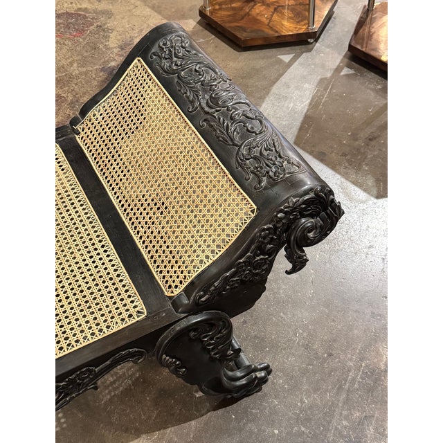 Black 19th C. British Colonial Carved Ebony Chaise For Sale - Image 8 of 10