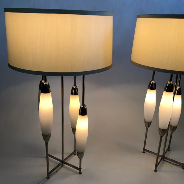 Mid-Century Modern Mid 20th Century Murano Mirrored Globe Large Lamps - A Pair For Sale - Image 3 of 12