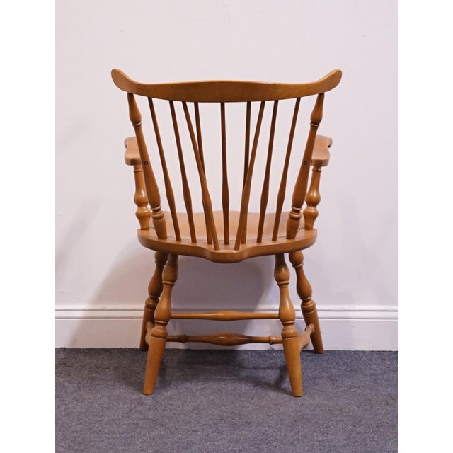 Pennsylvania House Solid Hard Rock Maple Colonial Early American Fiddleback Duxbury Windsor Dining Arm Chair 1059-110a For Sale In Kansas City - Image 6 of 12