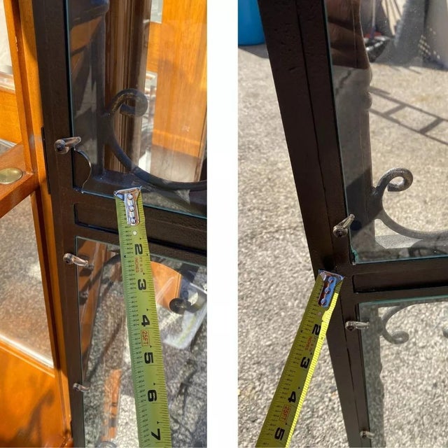 Bernhardt 354-356 Modern Cherry & Iron Door Lighted Curio China Display Cabinet For Sale - Image 9 of 12