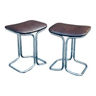 Vintage Tubular Chrome Benches - a Pair For Sale