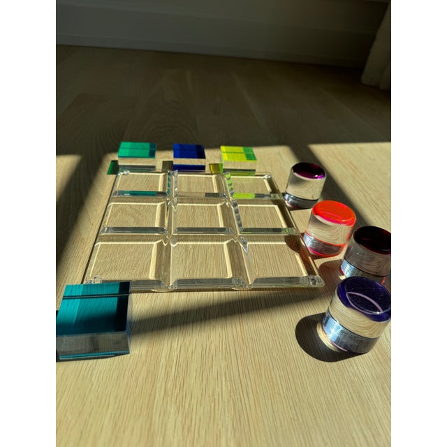 1980s Postmodern Multicolor Lucite Tic-Tac-Toe Game Set For Sale - Image 4 of 6
