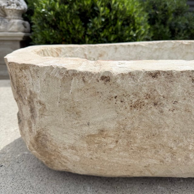 Antique Limestone Trough A one-of-a-kind hand-carved limestone trough naturally textured, lightly weathered finish....