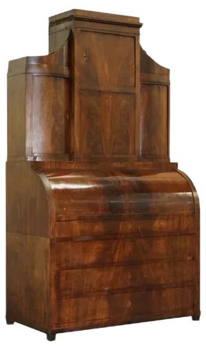 Italian Hardwood Cylinder Bureau Bookcase Desk