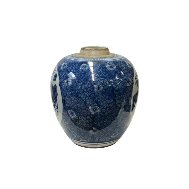Asian Oriental Flower Vases Small Blue White Porcelain Ginger Jar For Sale - Image 3 of 5