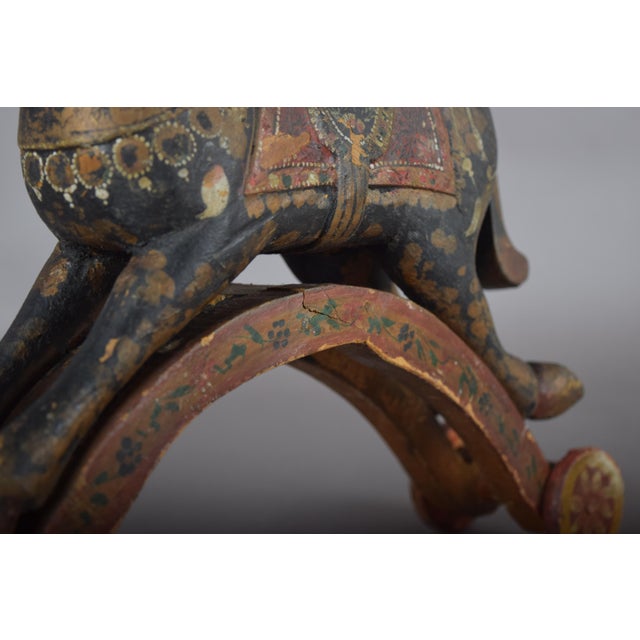 Black Indian Artist, Horse on Wheels, 19th Century, Hand-Carved and Painted Wood For Sale - Image 8 of 12