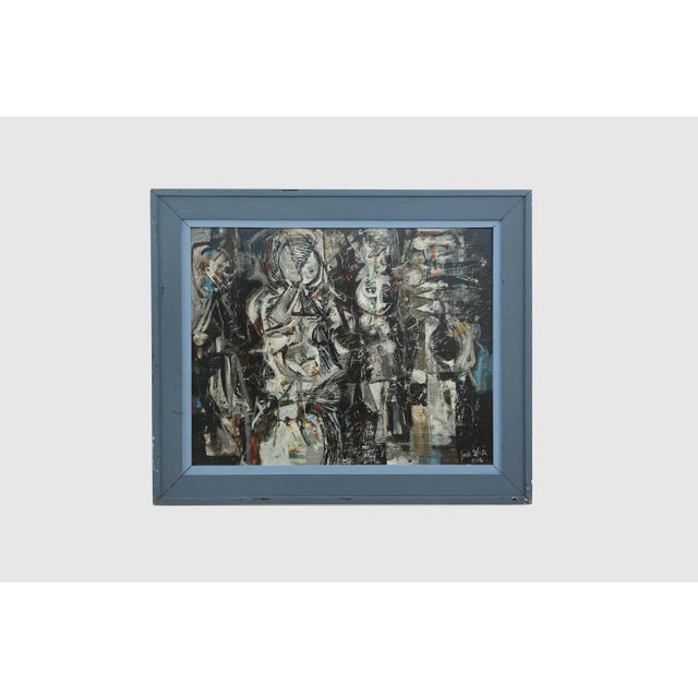 1950s Large Abstract Composition Painting, Jack Wise, 1956 For Sale - Image 5 of 5