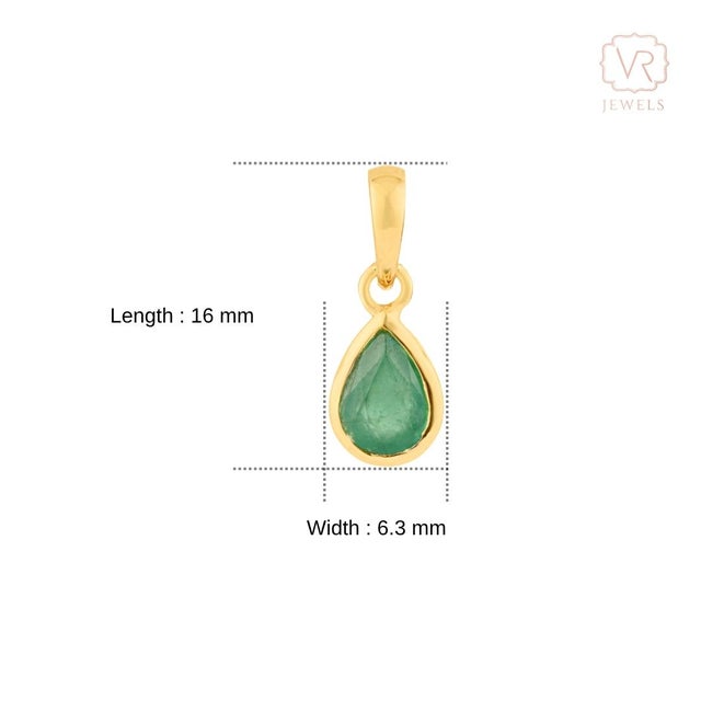 14k Gold Natural Zambian Pear-Cut Emerald Bezel Set Solitaire Pendant For Sale - Image 11 of 14